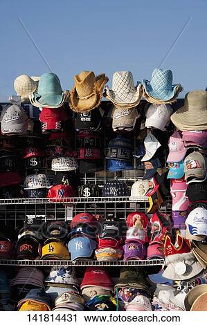 Caps at a market stall, Santa Monica, Los Angeles County, California, USA View Large Photo Image Stock Image - Caps at a market stall, Santa Monica, Los Angeles County, California, USA. Fotosearch