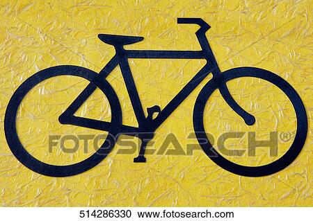 Stock Image - Close-up of a bicycle sign, Golden Gate Bridge, San Francisco, California, USA. Fotosearch