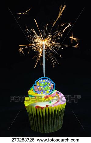 Stock Photograph - Close-up of a birthday cake. Fotosearch