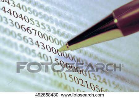Stock Image - Close-up of a document with a ballpoint pen. Fotosearch