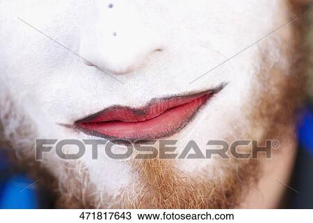 Close-up of a mid adult man's painted lips View Large Photo Image Stock Image - Close-up of a mid adult man's painted lips. Fotosearch