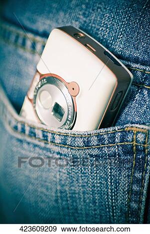 Close-up of a mobile phone in a back pocket View Large Photo Image Stock Photo - Close-up of a mobile phone in a back pocket. Fotosearch