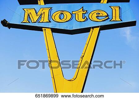 Stock Photo - Close-up of a motel signboard, Las Vegas, Nevada, USA. Fotosearch