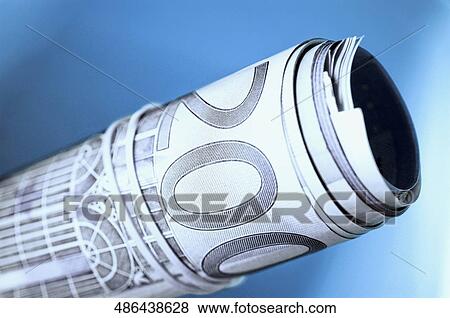 Stock Photo - Close-up of a roll of two hundred euro banknotes. Fotosearch