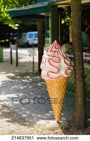 Close-up of a sculpture of an ice-cream cone View Large Photo Image Stock Image - Close-up of a sculpture of an ice-cream cone. Fotosearch