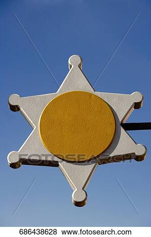 Stock Photo - Close-up of a Sheriff star, Arizona, USA. Fotosearch
