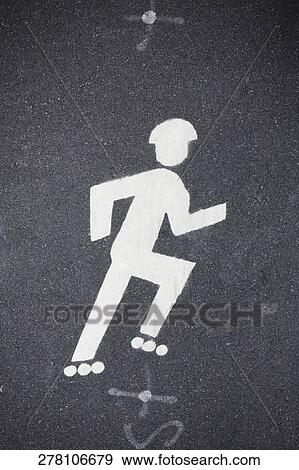 Stock Photo - Close-up of a Skater's Lane sign, Hudson River, New York City, New York State, USA. Fotosearch