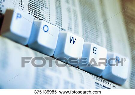 Close-up of computer keys spelling word power on a financial newspaper View Large Photo Image Stock Photography - Close-up of computer keys spelling word power on a financial newspaper. Fotosearch