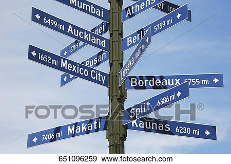 Close-up of directional signs, Los Angeles, California, USA View Large Photo Image Stock Photo - Close-up of directional signs, Los Angeles, California, USA. Fotosearch
