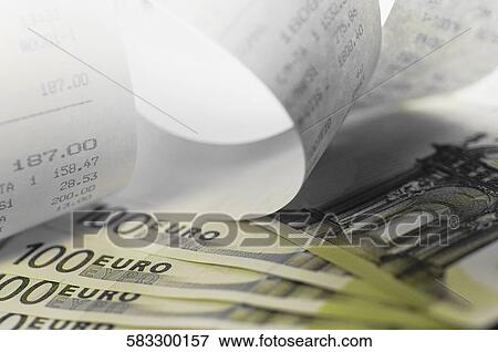 Close-up of European union banknotes and receipt View Large Photo Image Stock Photo - Close-up of European union banknotes and receipt. Fotosearch