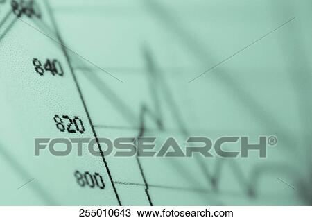 Stock Image - Close-up of line graph on a chart. Fotosearch