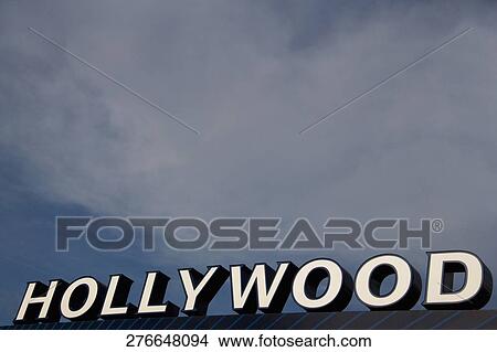 Picture - Clouds over Hollywood text, Hollywood, Los Angeles, California, USA. Fotosearch
