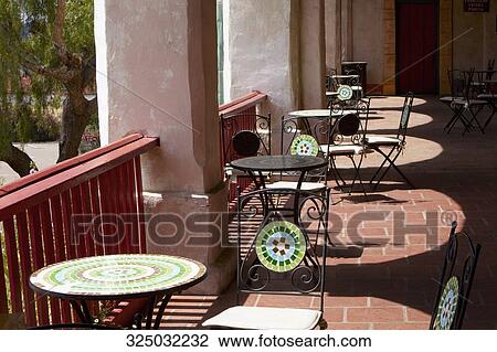 Stock Image - Corridor of a church, Mission Santa Barbara, Santa Barbara, California, USA. Fotosearch