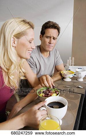 Couple having breakfast View Large Photo Image Stock Photo - Couple having breakfast. Fotosearch