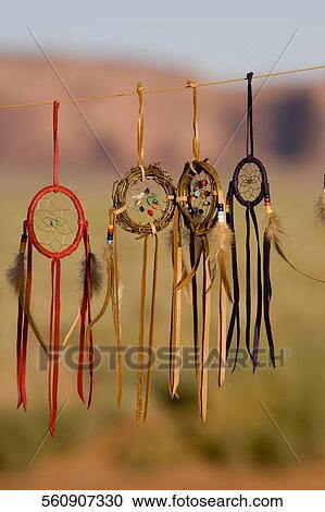 Stock Image - Dreamcatchers hanging for sale, Monument Valley Tribal Park, Arizona-Utah, USA. Fotosearch