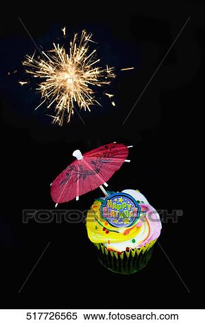 Stock Photography - High angle view of a birthday cake. Fotosearch