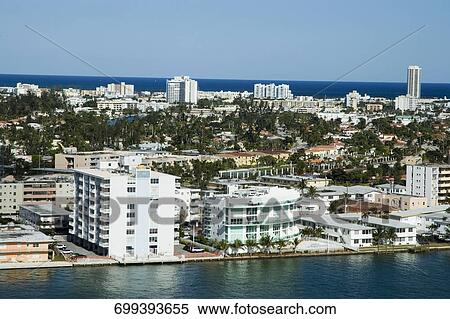 High angle view of a city at the waterfront, Miami, Florida, USA View Large Photo Image Stock Photography - High angle view of a city at the waterfront, Miami, Florida, USA. Fotosearch