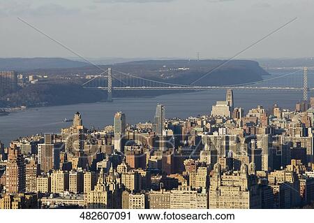 Stock Image - High angle view of a city, Manhattan, New York City, New York State, USA. Fotosearch
