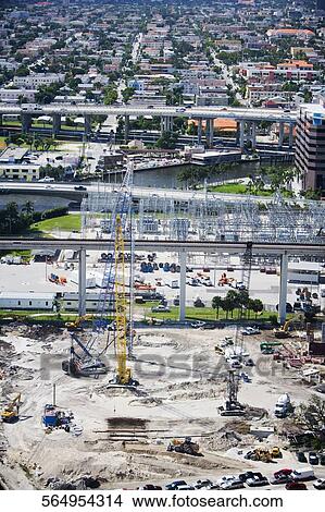 High angle view of a construction site, Miami, Florida, USA View Large Photo Image Picture - High angle view of a construction site, Miami, Florida, USA. Fotosearch