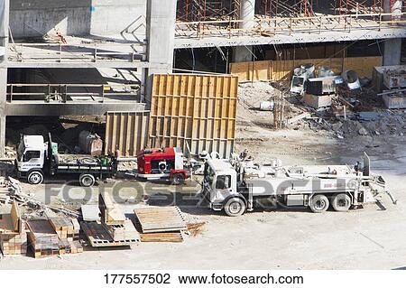 High angle view of a construction site View Large Photo Image Stock Image - High angle view of a construction site. Fotosearch