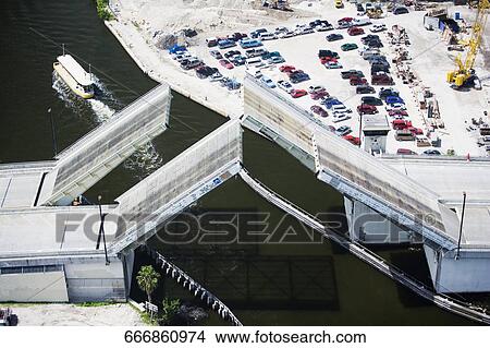 High angle view of a drawbridge across a river, Miami, Florida, USA View Large Photo Image Picture - High angle view of a drawbridge across a river, Miami, Florida, USA. Fotosearch