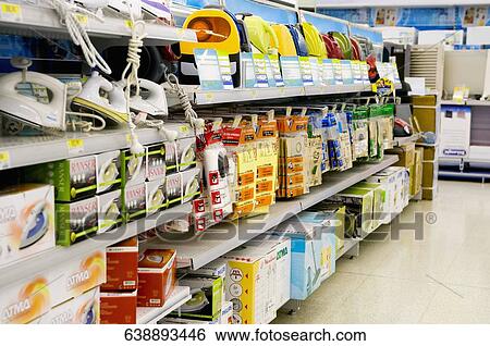 Stock Photograph - Home appliances in a supermarket. Fotosearch