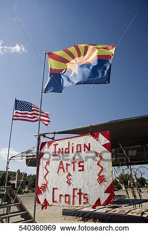 Stock Photo - Information signboard with Arizona state flag, Montezuma Castle, Montezuma Castle National Monument, Arizona, USA. Fotosearch