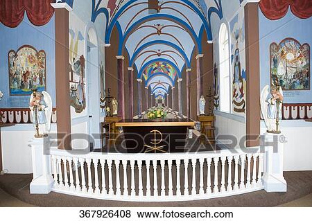 Stock Photo - Interiors of a church, Star of the Sea Painted Church, Hawaii, USA. Fotosearch