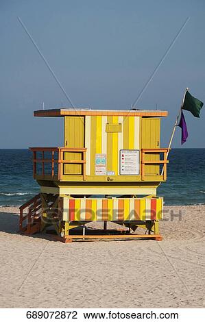 Lifeguard hut on the beach, Miami Beach, Florida, USA View Large Photo Image Stock Image - Lifeguard hut on the beach, Miami Beach, Florida, USA. Fotosearch