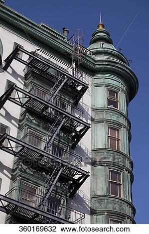 Low angle view of a building, Columbus Tower, San Francisco, California, USA View Large Photo Image Stock Image - Low angle view of a building, Columbus Tower, San Francisco, California, USA. Fotosearch