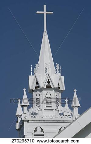 Stock Image - Low angle view of a church, St. Benedict Catholic Church, Honaunau, Kona, Hawaii, USA. Fotosearch