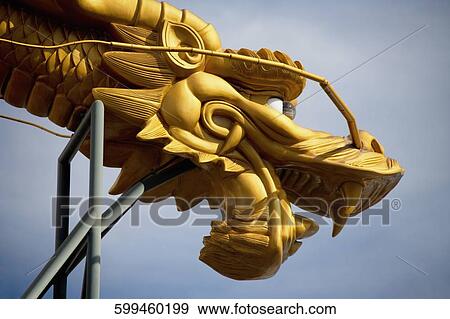 Low angle view of a dragon sculpture, Chinatown, Los Angeles, California, USA View Large Photo Image Stock Photo - Low angle view of a dragon sculpture, Chinatown, Los Angeles, California, USA. Fotosearch