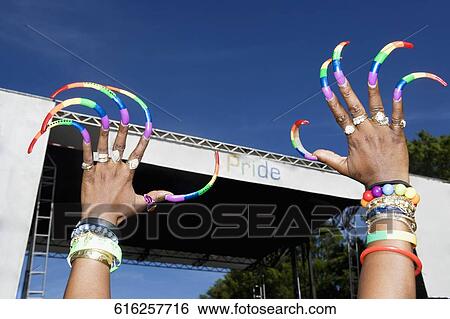 Stock Photograph - Low angle view of a gay man's hand, Washington DC, USA. Fotosearch