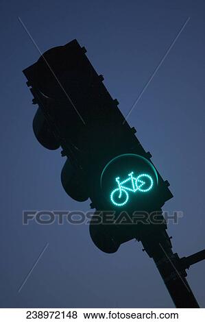 Low angle view of a traffic Signal for bicycles View Large Photo Image Stock Photo - Low angle view of a traffic Signal for bicycles. Fotosearch