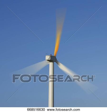 Stock Image - Low angle view of a wind turbine, Pakini Nui Wind Project, South Point, Big Island, Hawaii, USA. Fotosearch