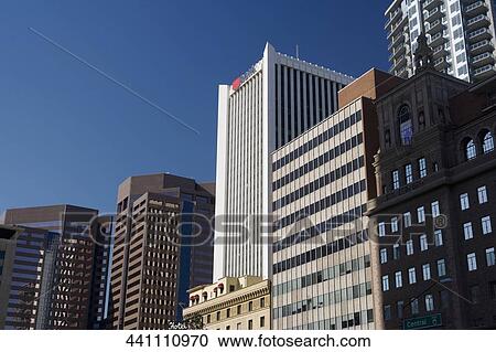 Low angle view of commercial buildings, Phoenix, Maricopa County, Arizona, USA View Large Photo Image Stock Image - Low angle view of commercial buildings, Phoenix, Maricopa County, Arizona, USA. Fotosearch