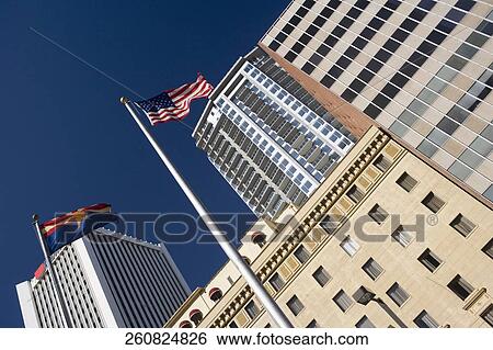 Stock Photograph - Low angle view of commercial buildings, Phoenix, Maricopa County, Arizona, USA. Fotosearch