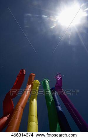 Picture - Low angle view of gay pride symbols, Washington DC, USA. Fotosearch