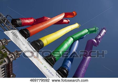 Low angle view of rainbow colored air dancers, Washington DC, USA View Large Photo Image Stock Image - Low angle view of rainbow colored air dancers, Washington DC, USA. Fotosearch