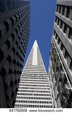 Low angle view of skyscrapers in a city, Transamerica Pyramid, San Francisco, California, USA View Large Photo Image Stock Photo - Low angle view of skyscrapers in a city, Transamerica Pyramid, San Francisco, California, USA. Fotosearch
