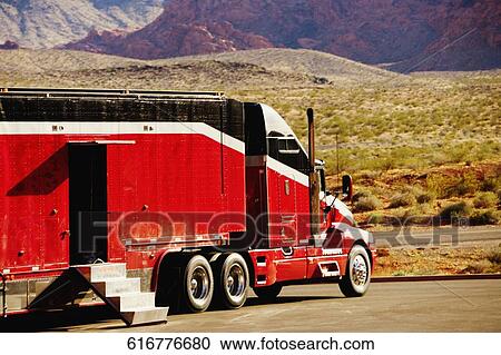 Stock Image - Motor home on the road, Las Vegas, Nevada, USA. Fotosearch