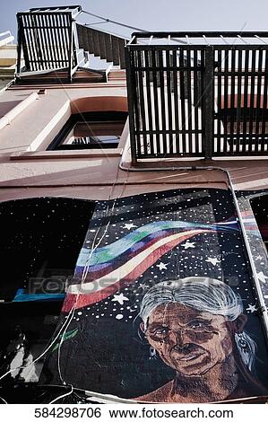 Stock Photograph - Mural on a building, North Beach, San Francisco, California, USA. Fotosearch