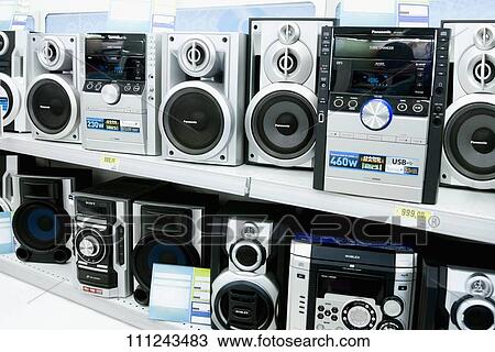 Music systems in a supermarket View Large Photo Image Stock Image - Music systems in a supermarket. Fotosearch