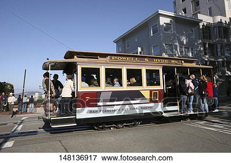People traveling in a cable car, Powell-Hyde Line, San Francisco, California, USA View Large Photo Image Stock Photo - People traveling in a cable car, Powell-Hyde Line, San Francisco, California, USA. Fotosearch