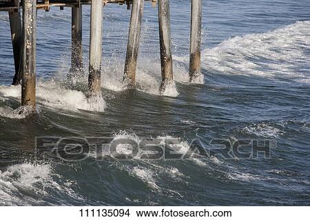 Picture - Pier in the sea, Santa Monica Pier, Santa Monica, Los Angeles County, California, USA. Fotosearch