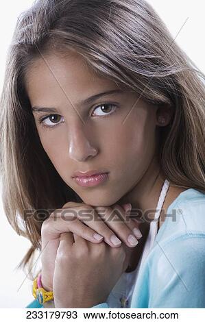 Portrait of a girl thinking View Large Photo Image Stock Image - Portrait of a girl thinking. Fotosearch