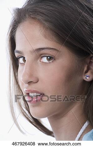 Portrait of a girl thinking View Large Photo Image Stock Photo - Portrait of a girl thinking. Fotosearch