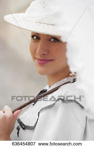 Portrait of a woman smiling View Large Photo Image Stock Photo - Portrait of a woman smiling. Fotosearch