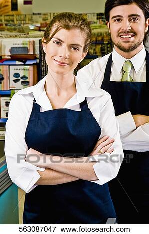 Portrait of two sales representatives View Large Photo Image Stock Photo - Portrait of two sales representatives. Fotosearch