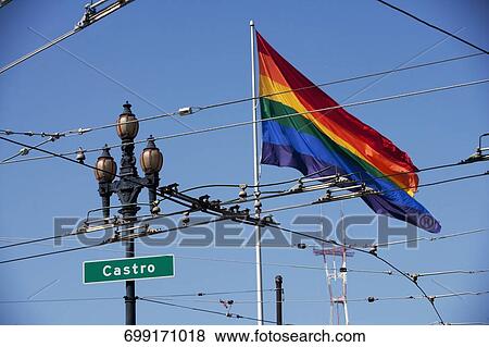 Rainbow colored flag with a lamppost, Castro District, San Francisco, California, USA View Large Photo Image Stock Photo - Rainbow colored flag with a lamppost, Castro District, San Francisco, California, USA. Fotosearch